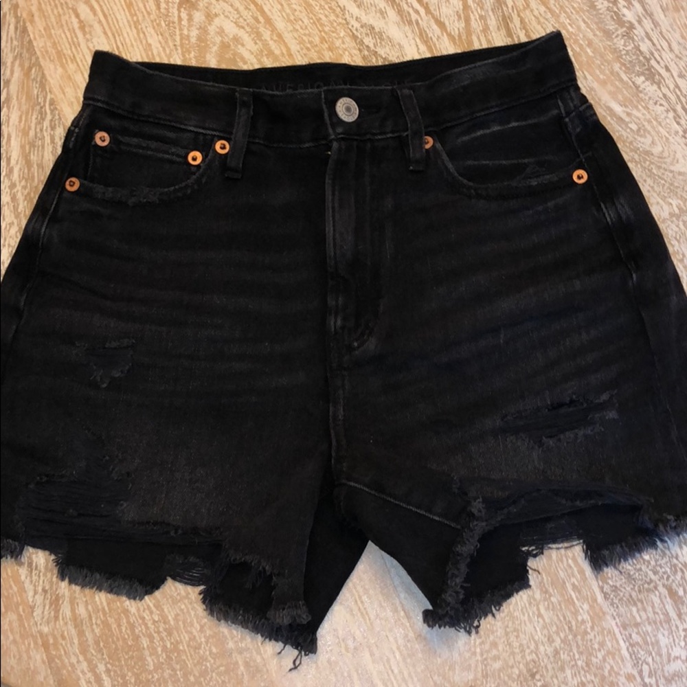 American eagle black denim shorts high waist 0